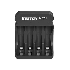 BESTON多功能快速充电器1.5V 4插槽锂离子电池充电器，带发光二极管指示灯，适用于AA & AAA 1.5V充电电池