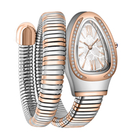 Montres de luxe en acier inoxydable pour femmes, cadran ovale blanc perlé, montres pour filles, montres à quartz tendance pour femmes, montres serpent