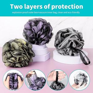 Bath <b>Loofah</b> Shower Sponge Body Back Scrubber Soft Mesh Shower Puffs Exfoliating Loofa for Women & Men Bath Accessories Cleaning - Product Image 5