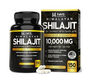 ODM/OEM Private Label Pure <b>Himalayan</b> <b>Shilajit</b> Enzyme Supplement Trace Minerals Immune Support 60 Capsules/Bottle - Product Image 1