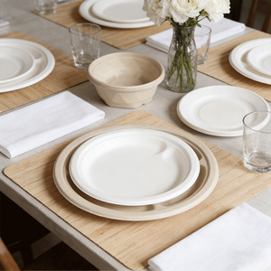 Ensemble de vaisselle jetable écologique et biodégradable, bol et <span class=keywords><strong>assiette</strong></span> <span class=keywords><strong>en</strong></span> papier compostables pour les fêtes et les plats à emporter - Product Image 6