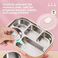 Boîte à lunch en acier inoxydable 304, mignonne, de qualité alimentaire, sans BPA, 3 compartiments, étanche, portable, boîte bento pour le bureau, micro-ondes
