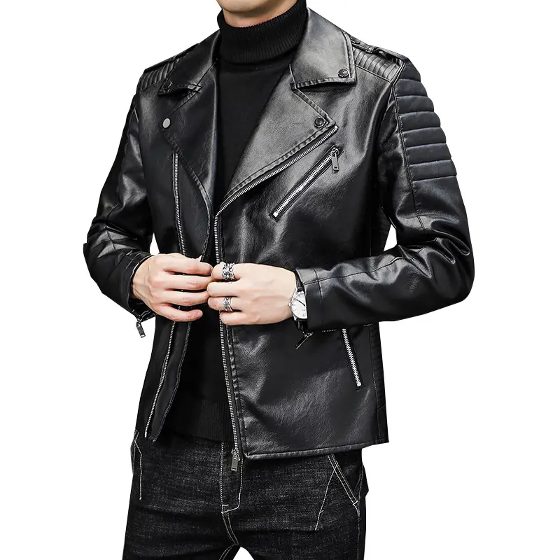Autumn Custom high quality black leather jacket leather motorcycle mens leather jackets and coats