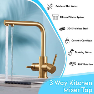 Tốt Nhất 360 Độ Xoay 304 Thép Không Gỉ 3-Cách Mixer Tap Nóng Lạnh Lọc Nước Lọc Nhà Bếp Vòi Nước Cao Cấp Chất Lượng Nước - Product Image 4