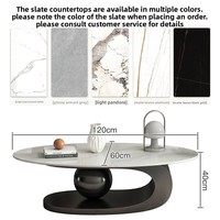 Table basse ovale en pierre de luxe léger pour petite famille, moderne, pour salon, idéale pour la location, rouge, simple
