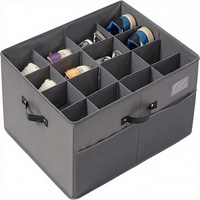 Grande boîte de rangement à chaussures pliable en tissu Oxford PVC de style européen, 16 compartiments, séparateurs ajustables, couvercle transparent, gain de place, type sur pied