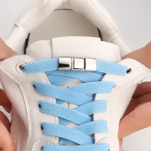 Nouveaux lacets de course sans attaches dentelle élastique plate pour le <span class=keywords><strong>basket</strong></span>-ball sans <span class=keywords><strong>lacet</strong></span> de cravate presse serrure lacets de chaussures pince pour enfants adultes - Product Image 1