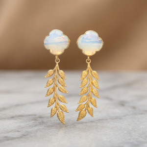 ต่างหูแบบติดหูประดับพลอยทองเหลืองชุบทองคำขาว 14K ทำมือ สไตล์ชาติพันธุ์โบโฮ แฟชั่นฮินดู สำหรับวันครบรอบ - Product Image 3