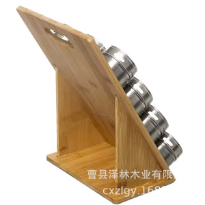 Bamboo <b>Spice</b> Rack Stainless Steel <b>Jar</b> Set Kitchen Storage Modern Minimalist Style - Product Image 5
