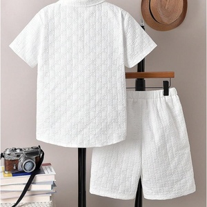 Conjunto de 2 Piezas de Verano Ecológico para Hombre RoseSeek, Ropa de Playa y Vacaciones, Texturizado, 100% Fibra de Bambú, con Pedrería, Manga Corta, con Botones - Product Image 2