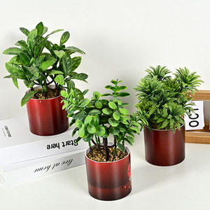 Vente chaude transfrontalière <span class=keywords><strong>2023</strong></span>, plante artificielle, verdure, décoration intérieure et extérieure, eucalyptus en pot en plastique imprimé en <span class=keywords><strong>3D</strong></span>, petites plantes - Product Image 1