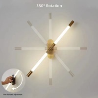 Lampu Dinding LED Minimalis Besi Bentuk Strip Panjang, Dapat Diputar, Lampu Samping Tempat Tidur untuk Kamar Tidur, Tangga, Ruang Tamu, Latar Belakang, dan Grille