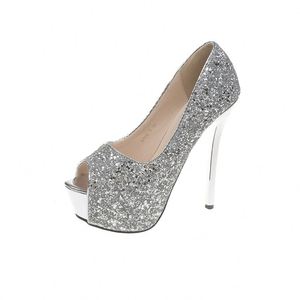 Sequin European American Sexy Nightclub Peep <b>Toe</b> <b>Platform</b> Super High <b>Heels</b> Shallow Mouth Women Pumps - Product Image 1