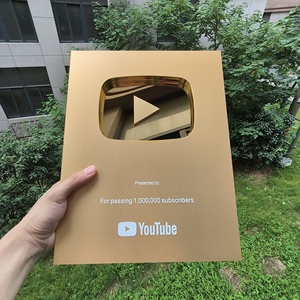 Gold angepasster Name YouTube Play Button Award Plakette, benutzer definierte YouTube Award