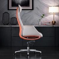 Chaise de bureau de direction en cuir véritable et fibre de carbone, base en alliage d'aluminium à cinq étoiles, design moderne réglable, accoudoirs fixes
