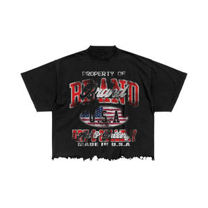 Conjunto de Dos Piezas para Hombre, Estilo Urbano, Vintage, Tejido de Punto, 100% Algodón, 500GSM, Lavado Ácido, Transpirable, con Estampado por Transferencia de Calor, Casual - Product Image 2