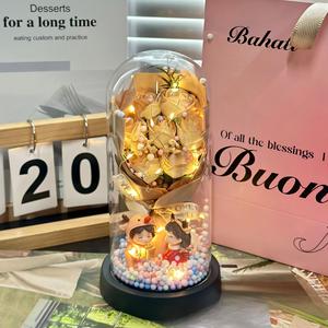 Vendita Diretta dalla Fabbrica, Bellissima Bambola con Fiori Laser Fatti a Mano in Cupola di Vetro, Rose Sbocciate per San Valentino e Qixi - Product Image 6