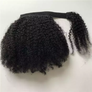 Extensions de cheveux humains vierges Remy afro bouclés crépus, queue de cheval à clipser et à nouer - Product Image 5