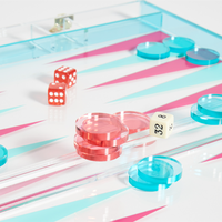 Vente en gros de dames en plexiglas rose de luxe personnalisées pour magasin Chip Lucite Boards Professional Acrylic Backgammon Set en plastique à vendre