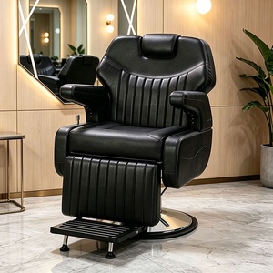 Fauteuil <span class=keywords><strong>de</strong></span> <span class=keywords><strong>Barbier</strong></span> Moderne Noir <span class=keywords><strong>de</strong></span> Luxe, Hydraulique et Inclinable, Robuste, Professionnel, pour Salon <span class=keywords><strong>de</strong></span> Coiffure, Style Rétro - Product Image 1