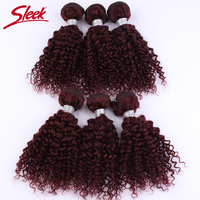 Extensions de cheveux humains brésiliens bouclés crépus 6 pièces 99J Jerry Curly pour femme, 100% cheveux Remy, tissage à double trame