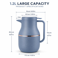 Carafe à café classique européenne de 1,2 L avec poignée ergonomique, pot à café thermique isolé sous vide antidérapant