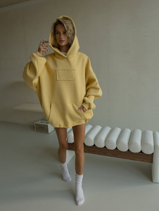 Sudadera con Capucha Extra Grande Personalizada para Mujer, Sudadera Cálida de Forro Polar Grueso, Estilo Casual con Hombros Caídos, Sudadera de Invierno, Directo de Fábrica - Product Image 2