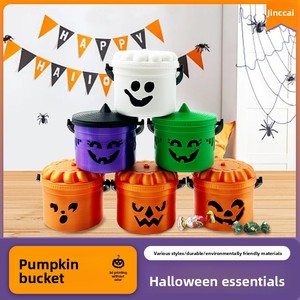 Seau à bonbons d'Halloween en plastique imprimé en 3D, figurine miniature de citrouille, jouet avec personnages de Frozen, mini-seau cadeau d'Halloween, le plus vendu - Product Image 2