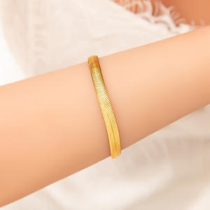 Stainless Steel 18K Gold Plated <b>Bracelet</b> <b>Snake</b> Bone <b>Chain</b> Geometric Design For Women Jewelry Gift - Product Image 2