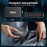 Cargador de Escritorio USB-C de 600w con Múltiples Puertos, Estación de Carga Rápida PD de 240w y 100w Tipo C, Hub de Carga HXEU001