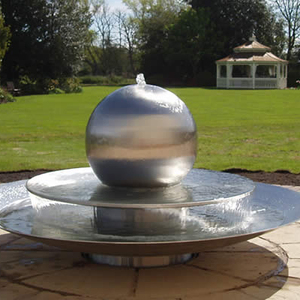 <span class=keywords><strong>Fontana</strong></span> d'Acqua da Esterno in Acciaio Inossidabile Lucidato, Design Moderno con Sfera Metallica e Supporto per Decorazione Giardino - Product Image 3