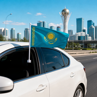 Drapeau de voiture personnalisé en polyester 100D 30x45cm pour défilés professionnels en extérieur, promotion pour tous les pays (y compris le Kazakhstan)