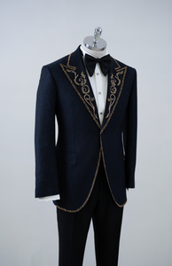 Nouvelle robe <span class=keywords><strong>de</strong></span> soirée en velours haut <span class=keywords><strong>de</strong></span> gamme avec broderie dorée 2024, veste noire à simple boutonnage, inspirée des robes <span class=keywords><strong>de</strong></span> mariage, taille plus, style Stars' Court - Product Image 2