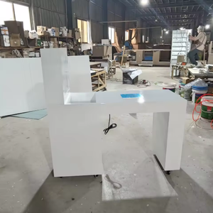 Mesa de Manicura con Reposamuñecas Negro Antiácido, Pantalla LED, Ruedas Bloqueables y Cajón para Aspiradora, para Uso en Baños - Product Image 4