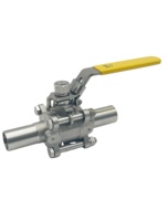 Vanne à bille à double action à commande pneumatique 3 pièces soudée bout à bout SS304/316 DN50 DN100 Actionneur pneumatique personnalisable pour l'alimentation/la santé