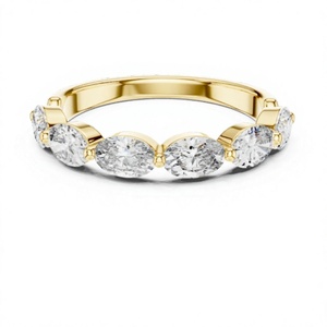 แหวนแต่งงานเพชรทรงมาร์คีส์ CVD HPHT แบบสั่งทำพิเศษ วงแหวนครึ่งวง 14K 18K ทองคำแท้ สำหรับเจ้าสาวและเจ้าบ่าว ของขวัญ - Product Image 1