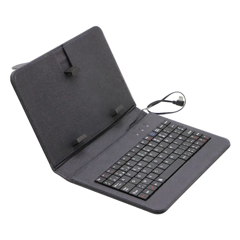 Evrensel 7 8 9 10 inç tel kablolu tablet klavye deri kılıf özel azerty İspanyolca arapça İtalyan dili