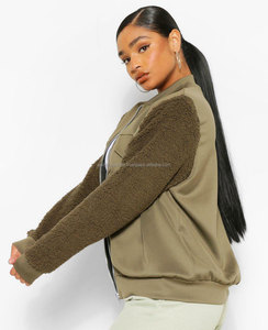 Veste bomber pour femme en polyester 100% uni, coupe-vent, à manches longues, rose, dernière collection de Quick Apparels, vente en gros, sur mesure - Product Image 2