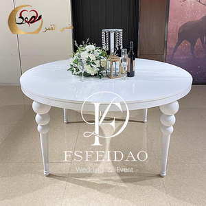 โต๊ะเหล็กสีขาว MDF โต๊ะรับประทานอาหารวงกลมสำหรับงานแต่งงาน - Product Image 2