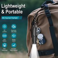 BORUiT RJ11 Lampe torche de poche ultra-légère, étanche IP67, rechargeable, 120LM LED, longue durée, petite, mini, EDC