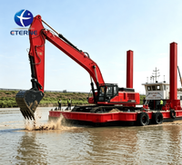 Plateforme de travail flottante en acier marin robuste fabriquée en Chine, barge flottante avec pieds hydrauliques pour le dragage fluvial