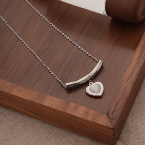 Collier pendentif en forme de cœur de luxe pour femmes, acier inoxydable 304, zircon, étanche, non décolorant, chaîne de câble, bijoux cadeau - Product Image 6