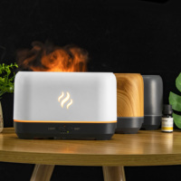 Diffuseur d'huiles essentielles ultrasonique rectangulaire TST-1697 avec effet de flamme LED et brume