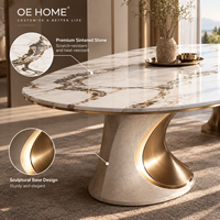 Ensemble de table et chaises de salle à manger de luxe classique moderne avec plateau en marbre, 8 pièces, meubles durables pour la maison, pour hôtel et salon