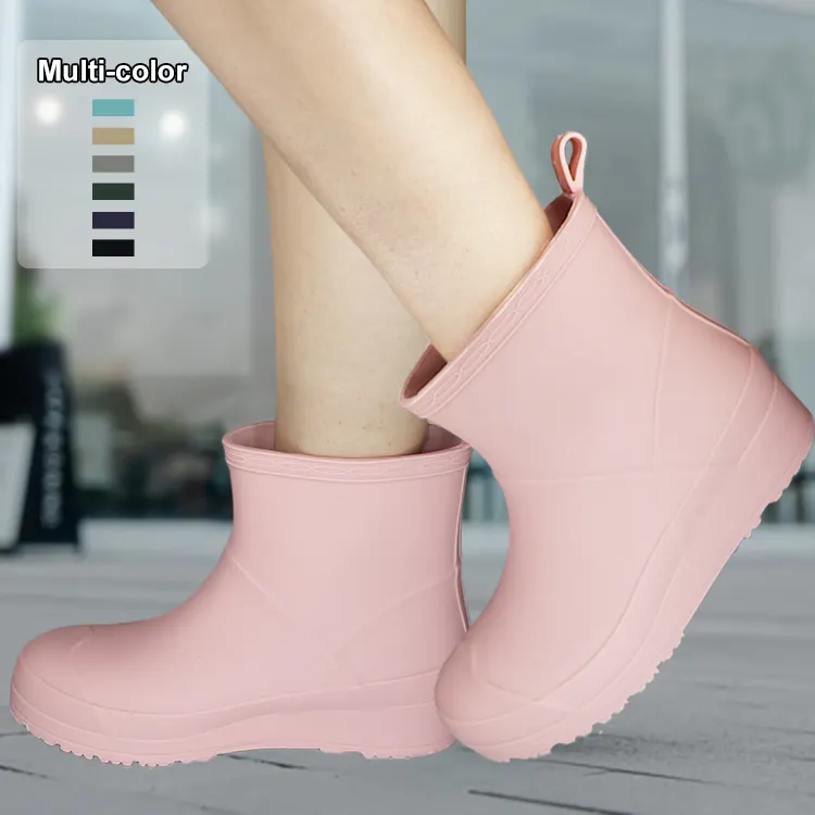 Fashion Trend Custom Logo Color Outdoor Gumboots Non-Slip Waterproof Adult Lady Women Ankles Tpe Rain Boots
