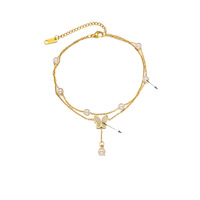 Chaîne de cheville bohème transfrontalière plaquée or titane pour femme, style sophistiqué, avec motif 'Argent des Cinq Empereurs' qui ne se détache pas