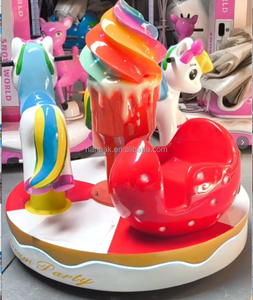 Carrusel Giratorio Infantil de 3 Asientos con Diseño de Helado, de FRP Blanco, para Parques Infantiles Interiores, Cafeterías, Fiestas, Alquiler en Centros Comerciales - Product Image 3