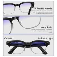 Lunettes intelligentes IA avec caméra 8MP, appels sans fil Wi-Fi, traduction en temps réel, reconnaissance d'objets, suppression du bruit ENC, audio HD