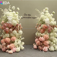 LEDA Kunstbloemenboog achtergrond roze oranje zijden rozen bloemrijke pilaren met groen voor huwelijksceremonie bruidsdouche decoratie