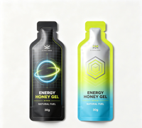 Sachets d'emballage recyclables et durables pour gel énergétique au miel, style bouteille, avec film mat et pochette spéciale